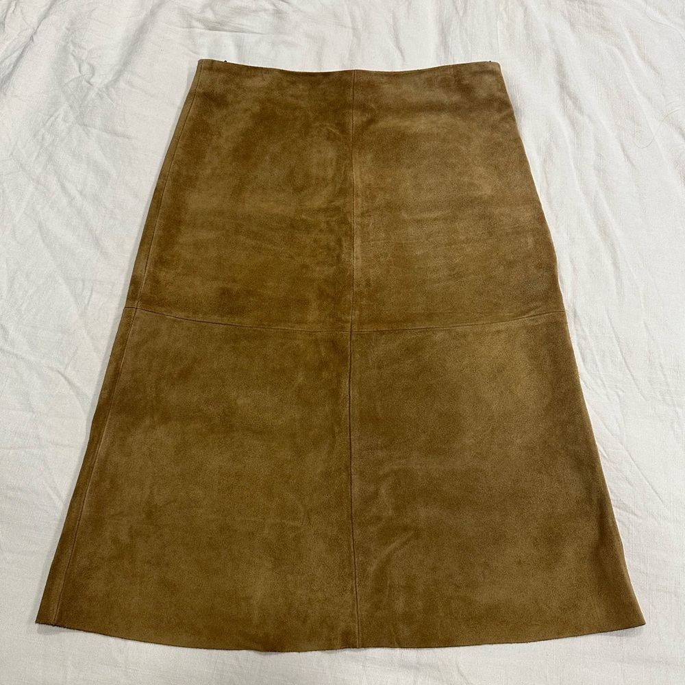 Vintage Leather Suede United Colors Of Benetton Suede Camel Skirt